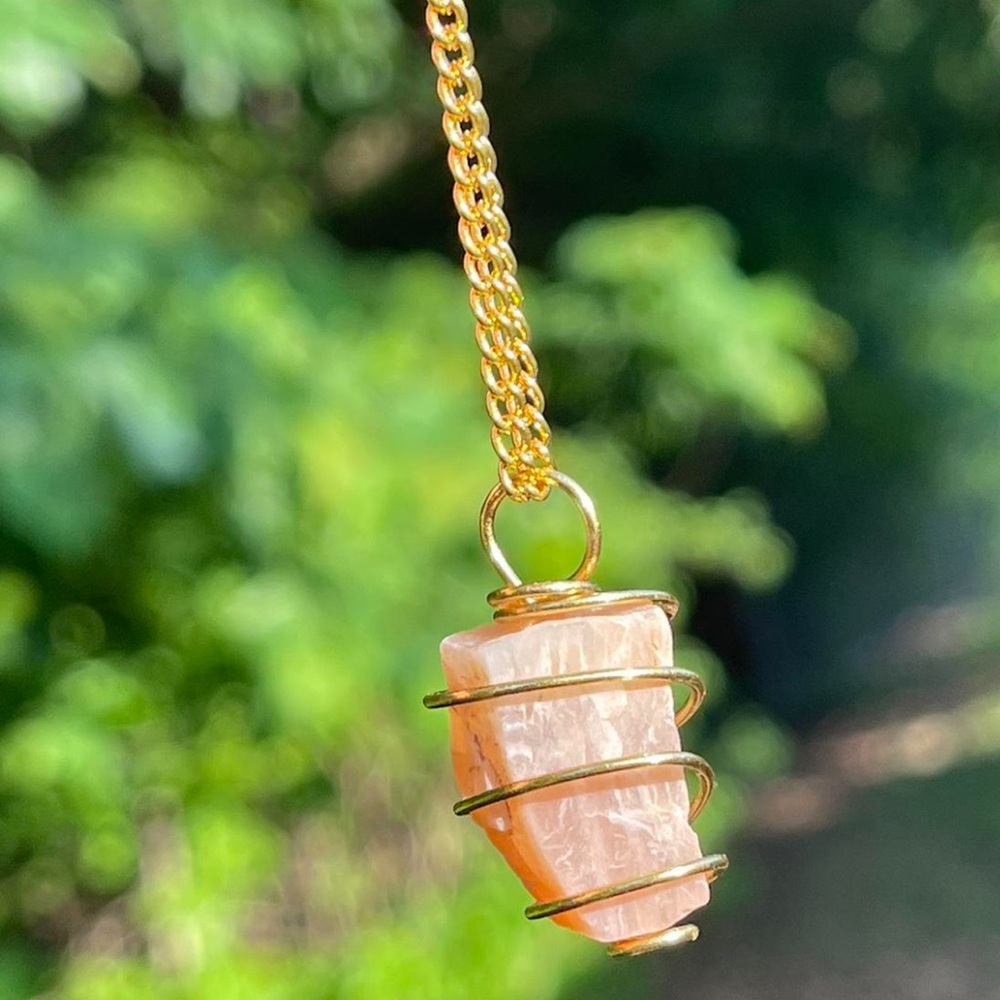 Peach moonstone crystal necklace